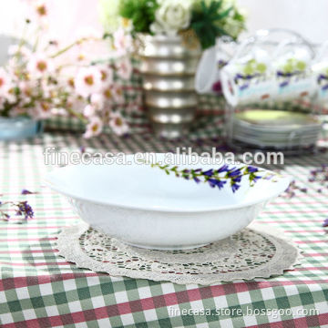 6 Inches Elegant Floral Hyper White Porcelain Square Cereal Bowl
